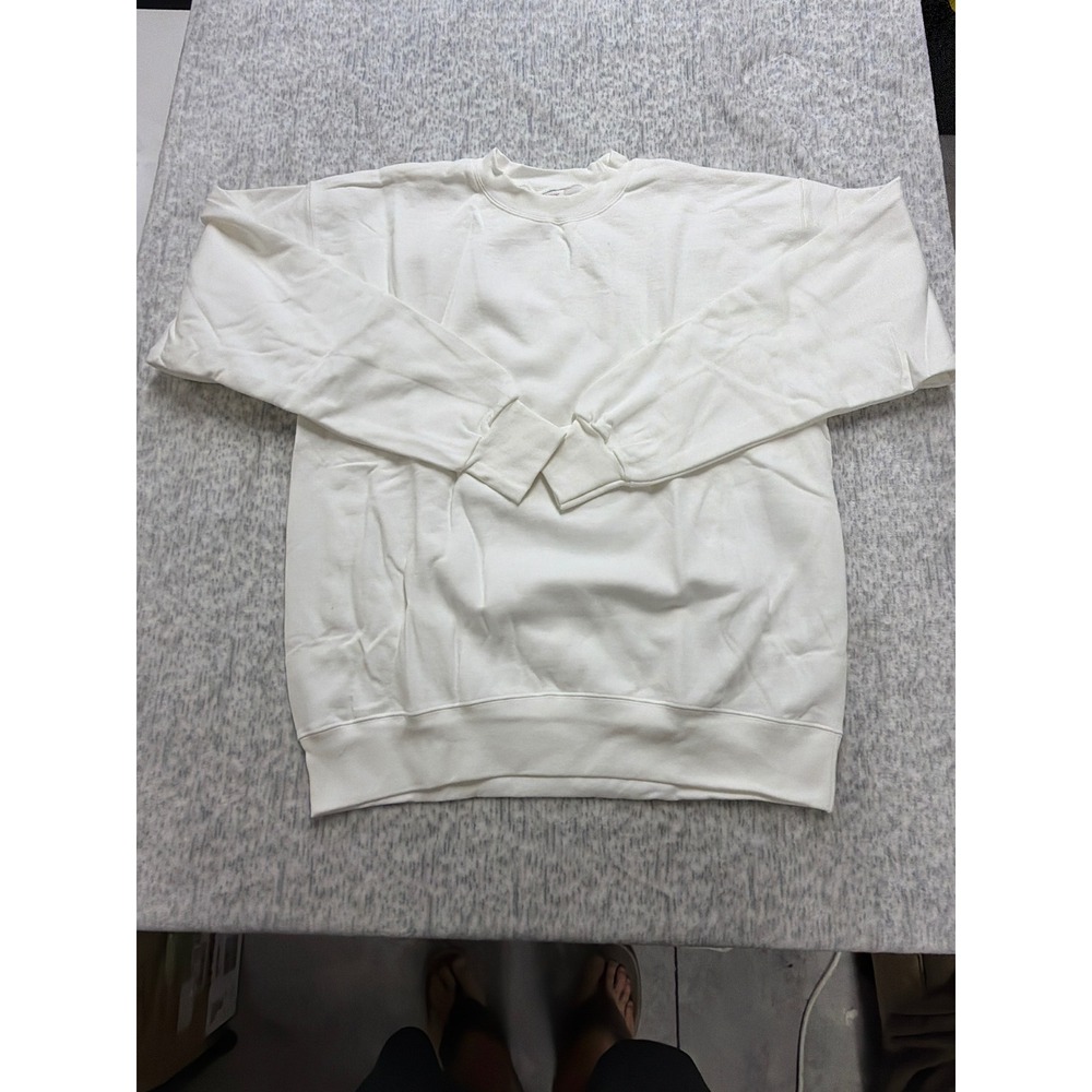 Hanes Ultimate Cotton Crewneck Sweatshirt White M‎ Pullover Basic NWT OF260